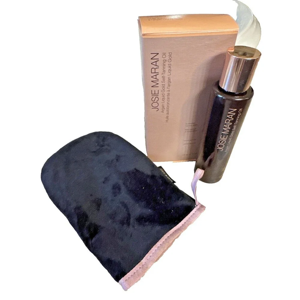 Josie Maran Argan Liquid Gold Self-Tanning Oil, Hand Mitt 8.6 oz Vanilla Apricot